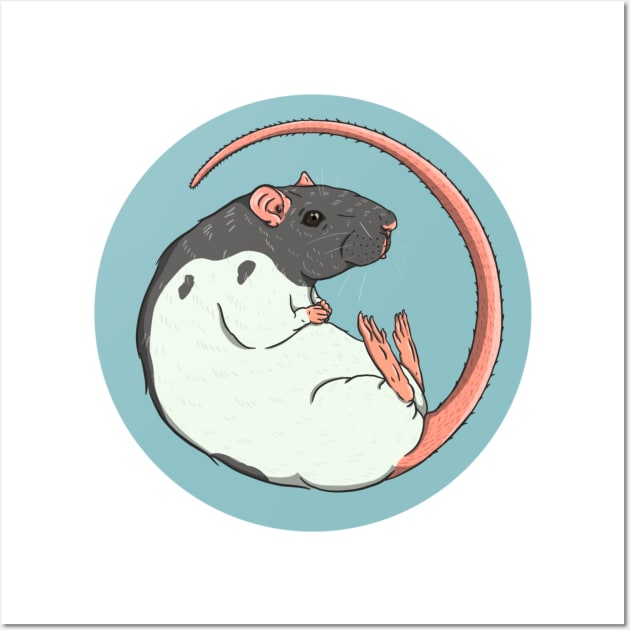 Grey Hooded Fancy Rat Illustration Wall Art by New World Aster 